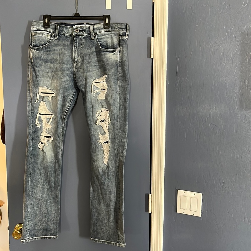Express Jeans Mens 33X32 Ripped Slim Fit Skinny Leg Jeans Excellent Condition